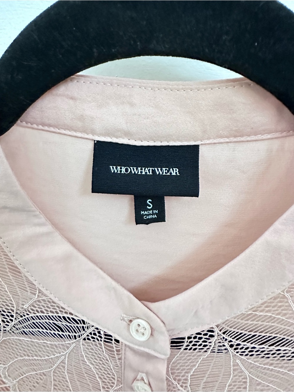 WHOWHATWEAR S Peplum yoke pink lace detail short sleeve ruffle waist button top - Picture 6 of 12